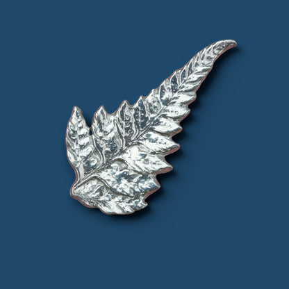 Fern Leaf Brooch, Handcast Pewter Brooch, Polished Finish