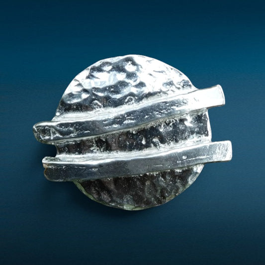 Textured Disc Brooch, Handcast Pewter, Polished Finish