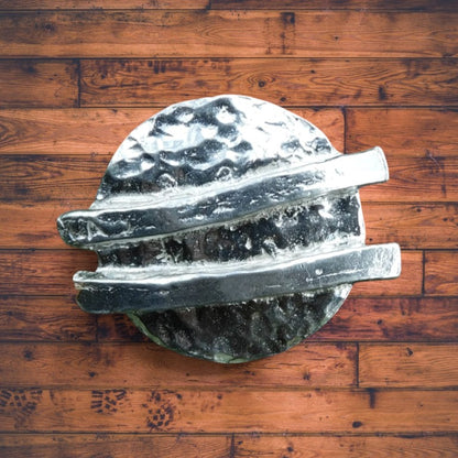 Textured Disc Brooch, Handcast Pewter, Polished Finish