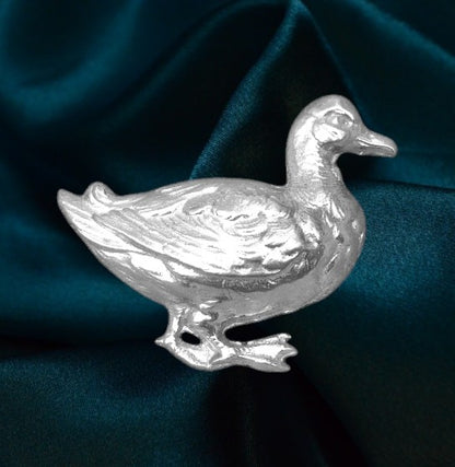 Duck Brooch, Handcast Pewter Brooch, Polished Finish