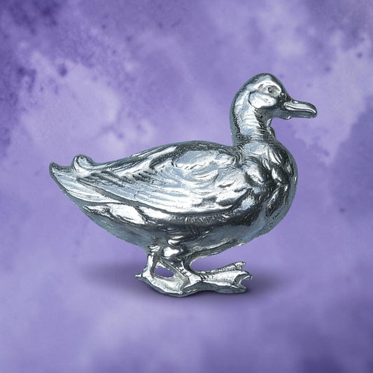 Duck Brooch, Handcast Pewter Brooch, Polished Finish