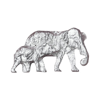 Elephant Brooch (Mother and Calf), Handcast Pewter, Polished Finish