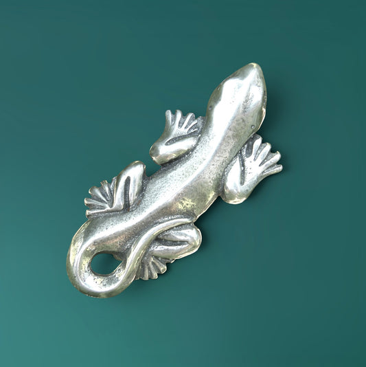 Lizard Brooch, (Chunky Design), Handcast Pewter, Polished Finish
