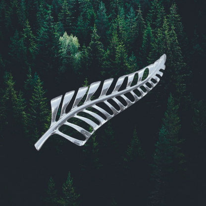 Fern Leaf Brooch (Slender Design), Handcast Pewter Brooch, Polished Finish