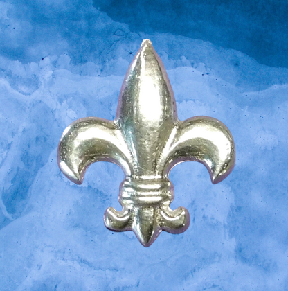 Fleur de Lis Brooch, Handcast Pewter Brooch, Polished Finish