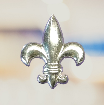 Fleur de Lis Brooch, Handcast Pewter Brooch, Polished Finish