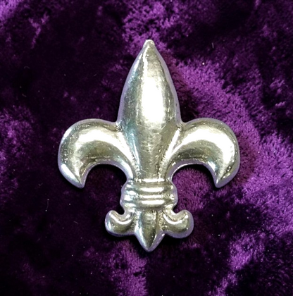 Fleur de Lis Brooch, Handcast Pewter Brooch, Polished Finish