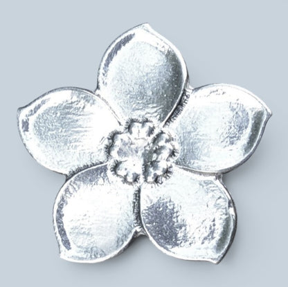 Forget-Me-Not Brooch, Handcast Pewter Brooch, Polished Finish