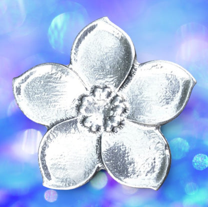 Forget-Me-Not Brooch, Handcast Pewter Brooch, Polished Finish