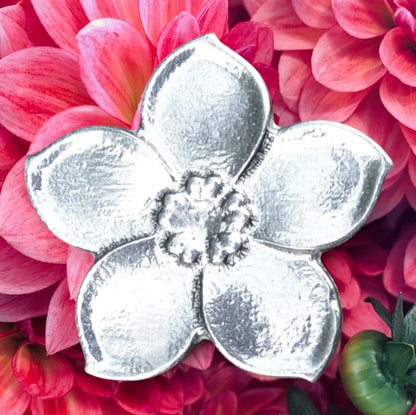 Forget-Me-Not Brooch, Handcast Pewter Brooch, Polished Finish