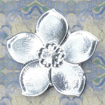 Forget-Me-Not Brooch, Handcast Pewter Brooch, Polished Finish