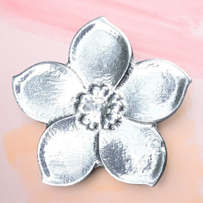 Forget-Me-Not Brooch, Handcast Pewter Brooch, Polished Finish
