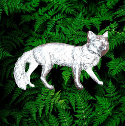Fox Brooch, Handcast Pewter Brooch, Polished Finish