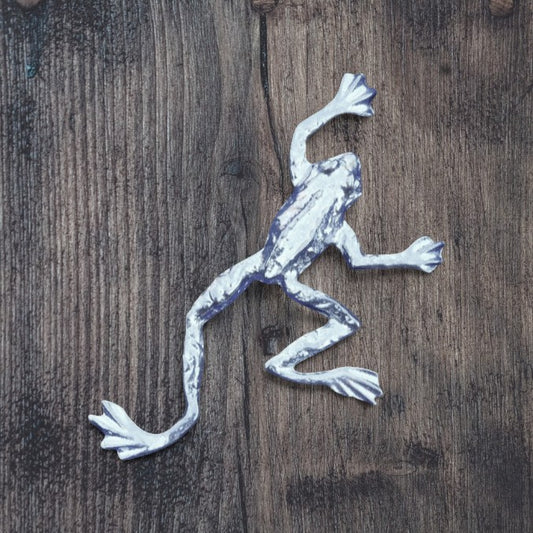 Frog Brooch (Climbing Frog), Handcast Pewter Brooch, Polished Finish