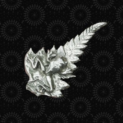 Frog on Leaf Brooch, Handcast Pewter Brooch, Polished Finish