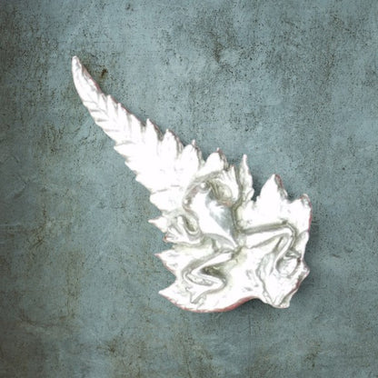 Silver Fern Brooch with Frog, Handcast Pewter, Polished Finish