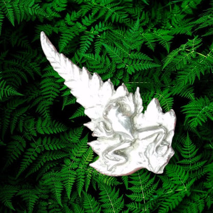 Silver Fern Brooch with Frog, Handcast Pewter, Polished Finish