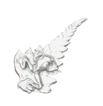 Frog on Fern Leaf Brooch, Handcast Pewter Brooch, Polished Finish