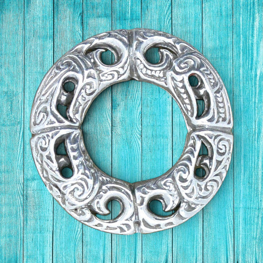 Maori Garland Brooch, Handcast Pewter, Polished Finish