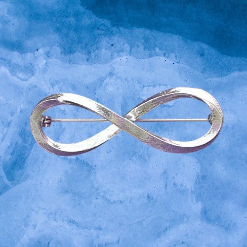 Infinity Loop Brooch, Handcast Pewter, Polished Finish
