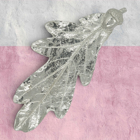 Oak Leaf Brooch (Real Leaf Cast, 10cm), Handcast Pewter, Polished Finish