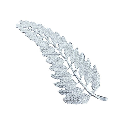 Fern Leaf Brooch, Handcast Pewter, Polished Finish