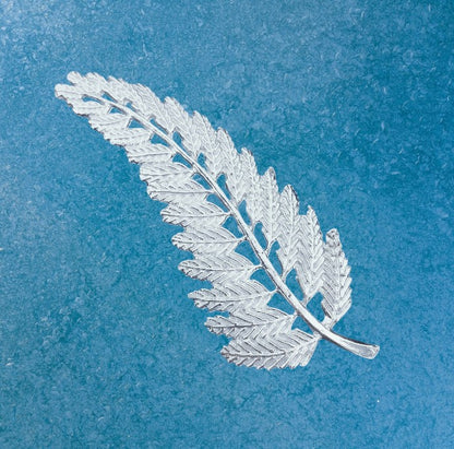 Fern Leaf Brooch, Handcast Pewter, Polished Finish