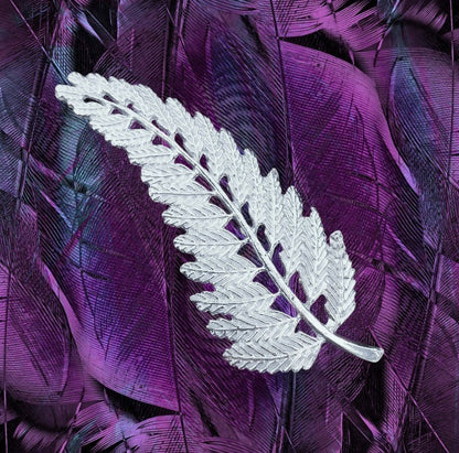 Fern Leaf Brooch, Handcast Pewter, Polished Finish