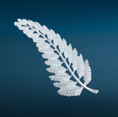 Fern Leaf Brooch, Handcast Pewter, Polished Finish