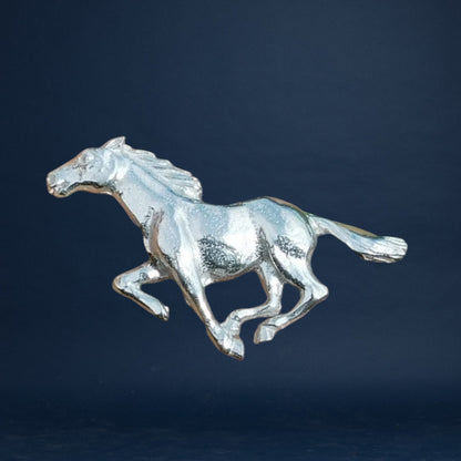 Galloping Horse Brooch, Handcast Pewter, Polished Finish