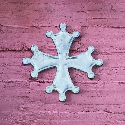 Occitan Cross Brooch, Handcast Pewter, Polished Finish