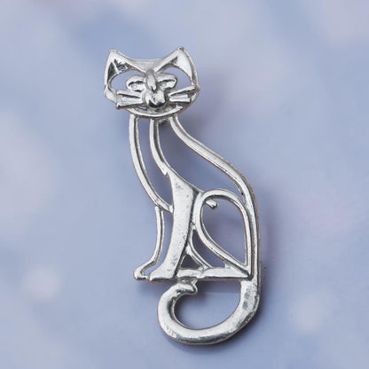 Cat Brooch, (Open Design), Handcast Pewter, Polished Finish