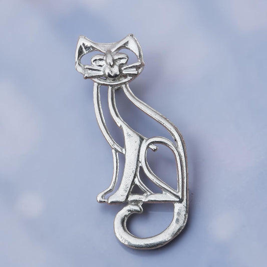 Cat Brooch, (Open Design), Handcast Pewter, Polished Finish
