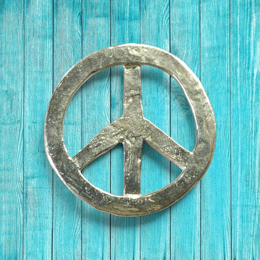 Peace Symbol Brooch, Handcast Pewter, Polished Finish