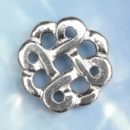 Celtic Quaternary Knot Brooch, Handcast Pewter, Polished Finish