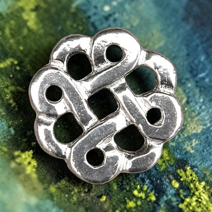 Celtic Quaternary Knot Brooch, Handcast Pewter, Polished Finish