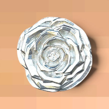 Rose Brooch, Handcast Pewter, Polished Finis