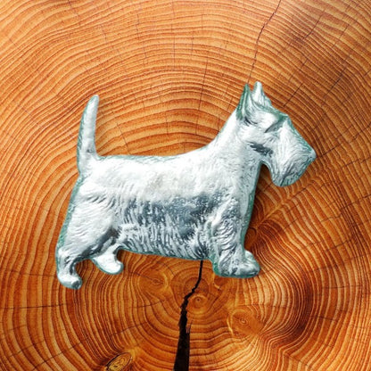 Scottish Terrier Brooch, Handcast Pewter, Polished Finish