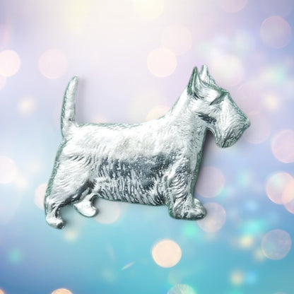 Scottish Terrier Brooch, Handcast Pewter, Polished Finish