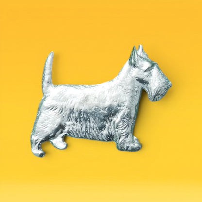 Scottish Terrier Brooch, Handcast Pewter, Polished Finish