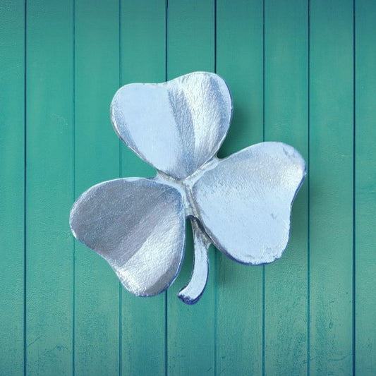 Shamrock Brooch, Handcast Pewter, Polished Finish