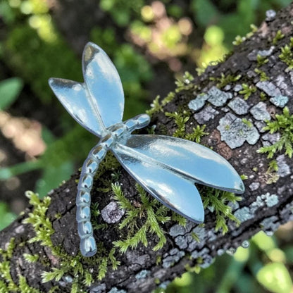 Dragonfly Brooch (Smooth Design), Handcast Pewter Brooch, Polished Finish