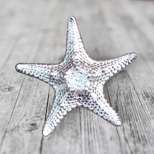 Starfish Brooch, Handcast Pewter, Polished Finish