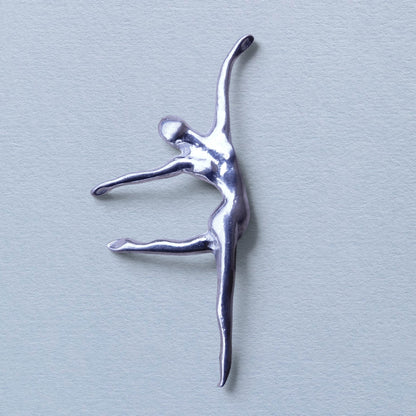 Dancer Brooch, Handcast Pewter, Polished Finish