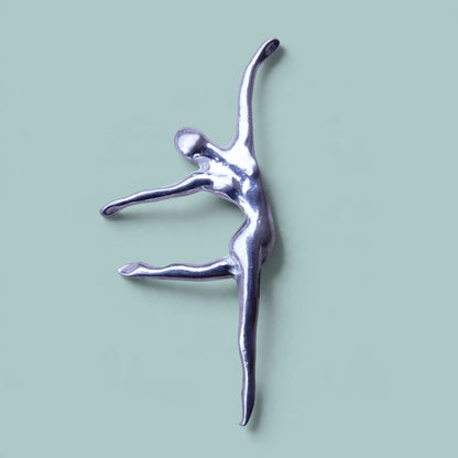 Dancer Brooch, Handcast Pewter, Polished Finish