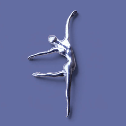 Dancer Brooch, Handcast Pewter, Polished Finish