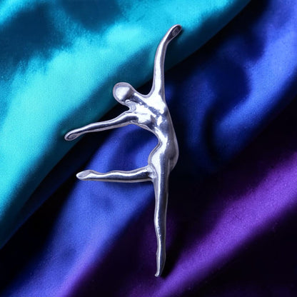 Dancer Brooch, Handcast Pewter, Polished Finish