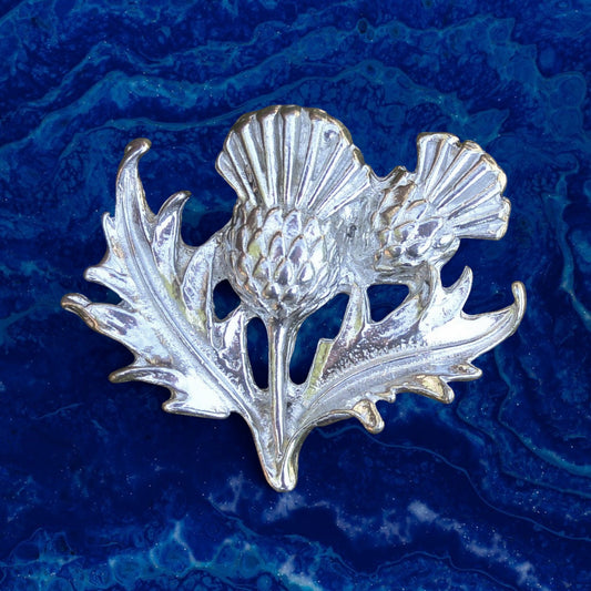 Thistle Brooch, Handcast Pewter, Polished Finish
