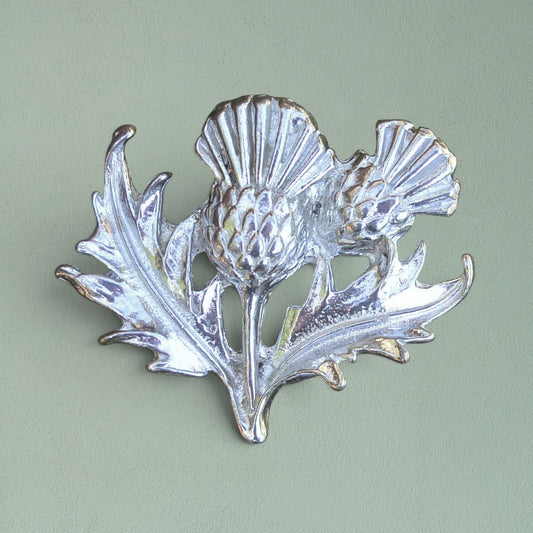 Thistle Brooch, Handcast Pewter, Polished Finish
