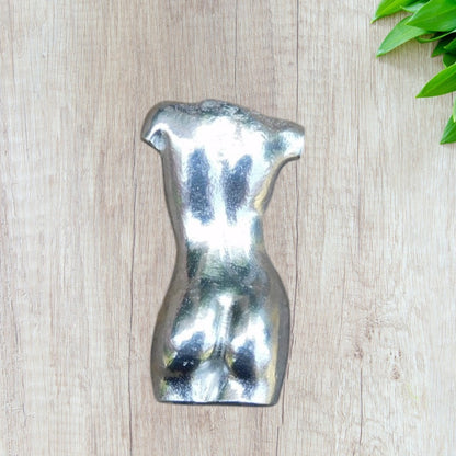 Female Torso Brooch (Rear View), Handcast Pewter, Polished Finish